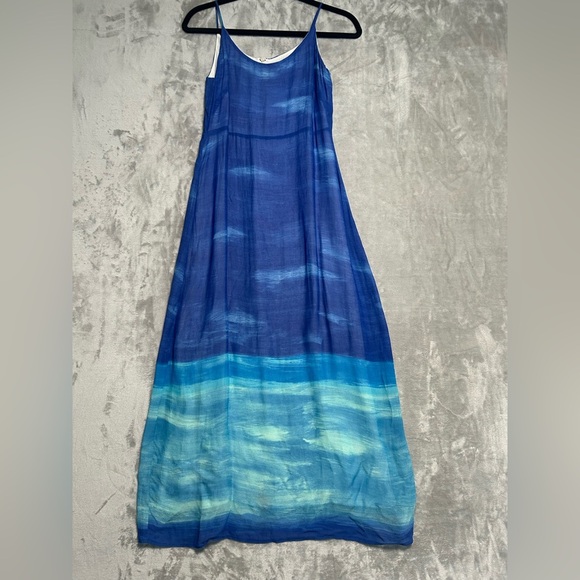 Y2K Tessuto Maxi Dress Women’s 6 Watercolor Blue Beachy - Picture 1 of 8